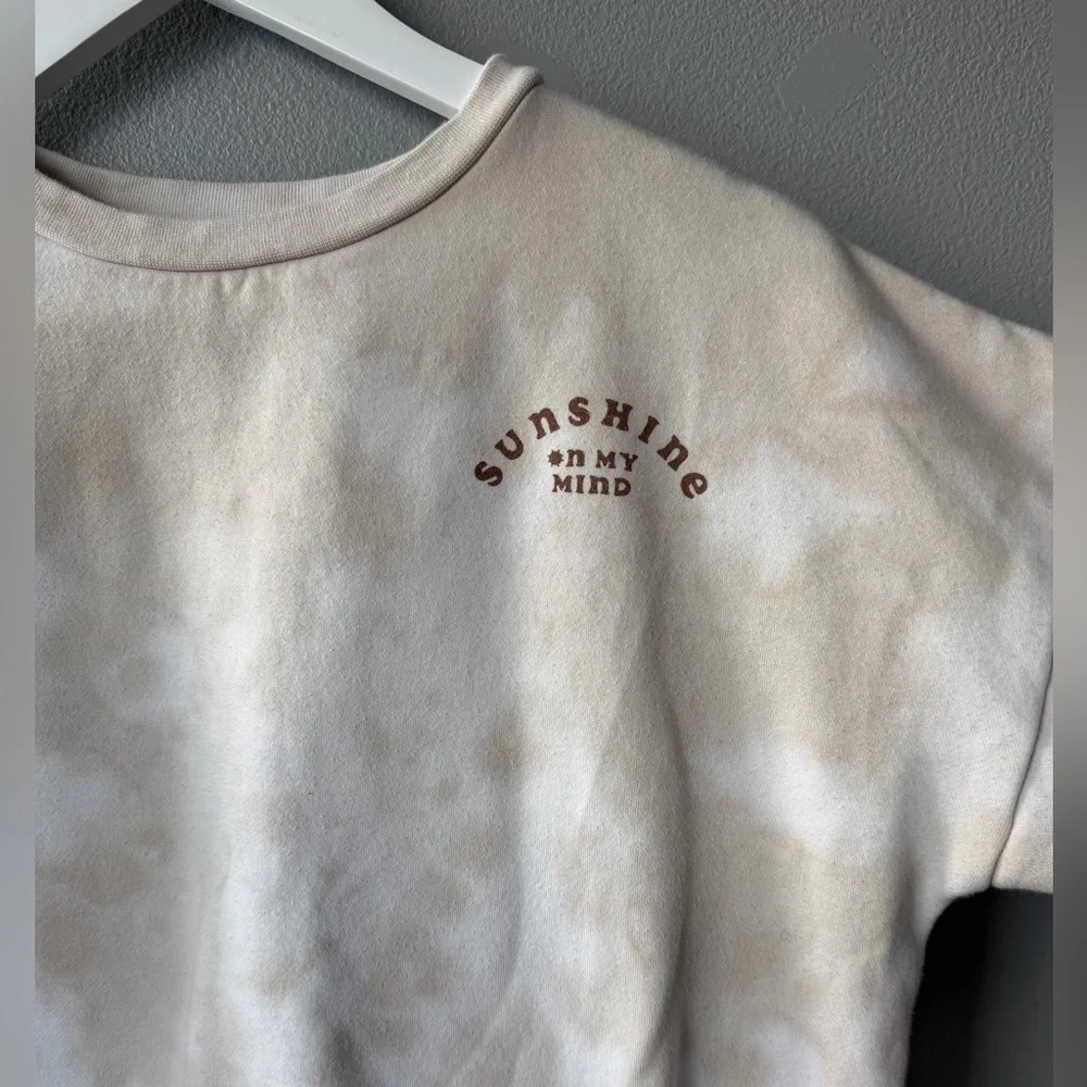 Rylee & Cru white tan the dye Sunshine on my Mind boxy cropped sweatshirt sz S - Picture 4 of 6